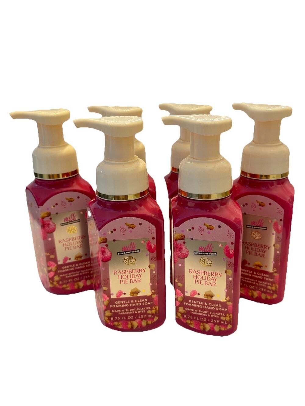 5x Bath & Body Works MILK BAR Raspberry Holiday Pie Bar Foaming Hand Soap 8.75oz